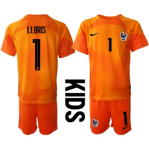 Francie Hugo Lloris #1 Brankářské Dětské Domácí dres komplet MS 2022 Krátký Rukáv (+ trenýrky)